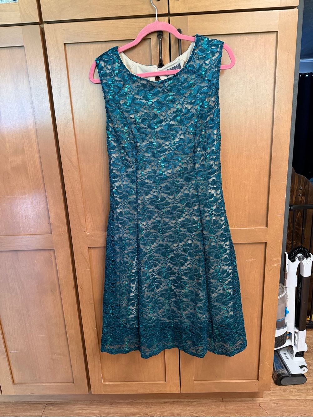 Luxology Teal Lace Midi Dress